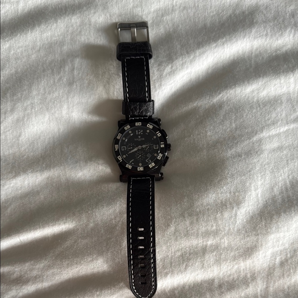 Lancaster Elegant Black Leather Men's Watch
